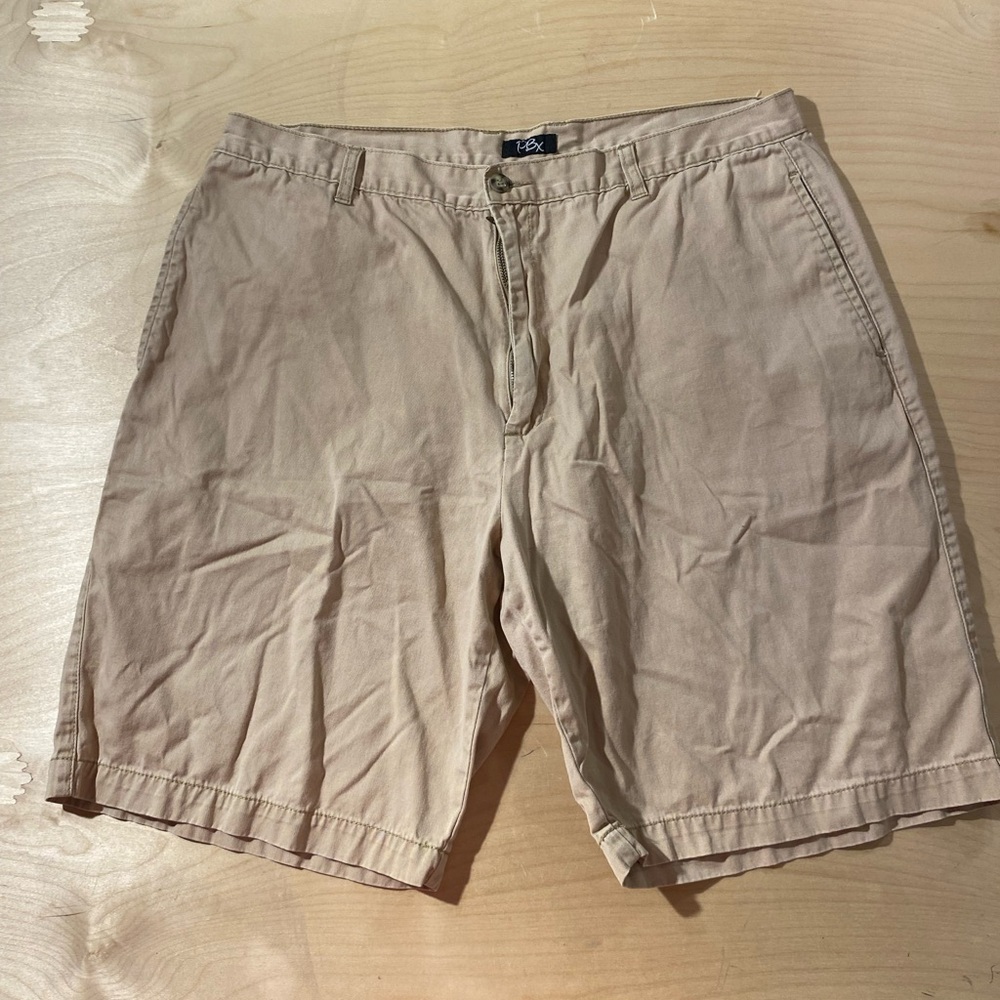PBX Men's Beige Flat Front Shorts 40 (JI)